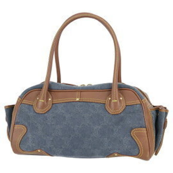 Celine handbag macadam denim calf leather blue brown bag - Picture 1 of 6